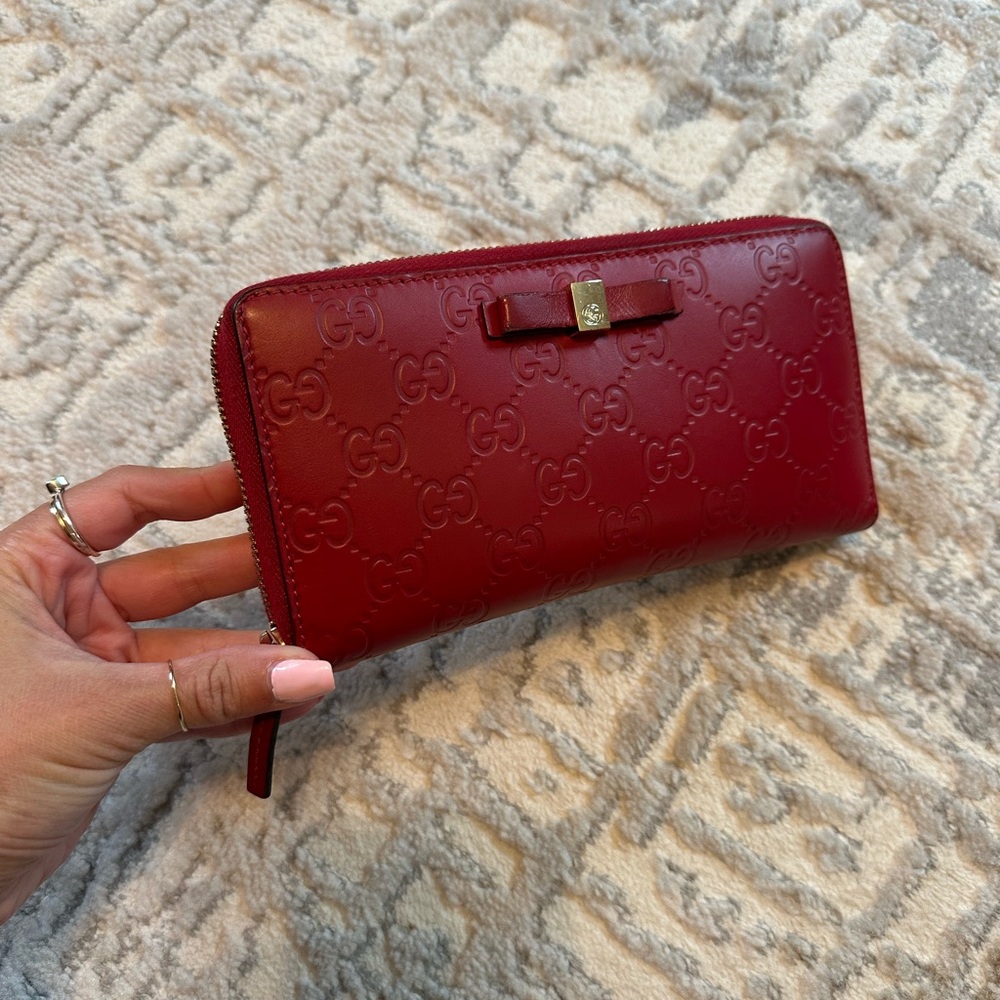 Gucci Red Embossed Leather Wallet